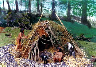 Aborigen Yamana en Tierra del Fuego